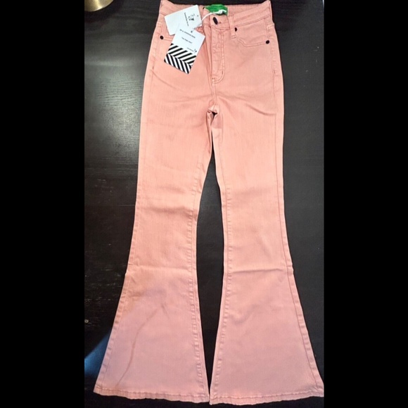 Sandrine Rose x Free People Super Flare Denim Jeans Petal Pink Size 28 - NWT - Picture 6 of 12